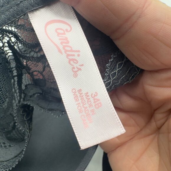 Candies Padded Lace Racerback Bra Dk Gray 34B Underwire Adjustable Straps Comfor - Picture 4 of 4